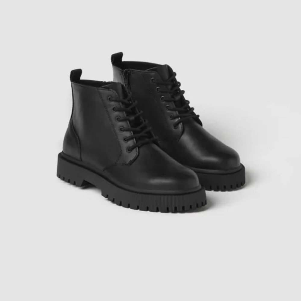 ZARA BOYS LACE-UP ANKLE BOOTS SIZE 3.5 NWT